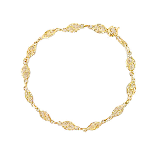 9ct yellow gold filigree bracelet 