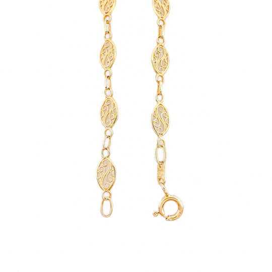 9ct yellow gold filigree bracelet 