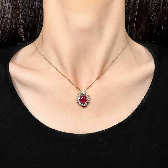 15ct Spinel & Diamond Pendant