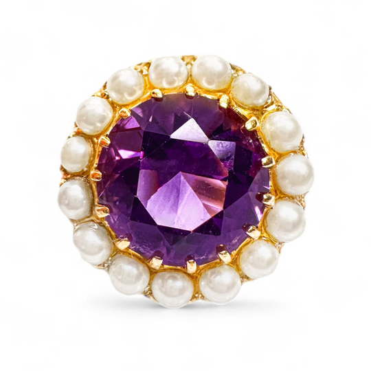 14ct Amethyst & Pearl Ring