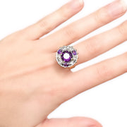 18ct Vintage Amethyst & Diamond Ring