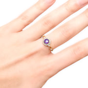 14ct Amethyst & Diamond Halo Ring