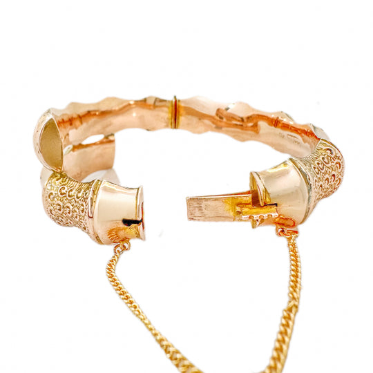 9ct Rose Gold Antique Bamboo Bangle