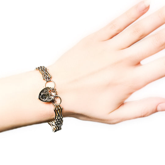 9ct Heart Padlock Gate Bracelet