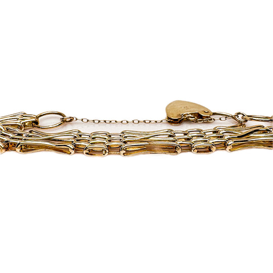 9ct Heart Padlock Gate Bracelet