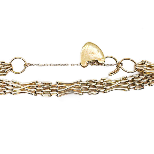 9ct Heart Padlock Gate Bracelet
