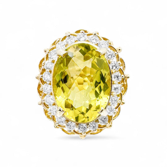 14ct Citrine & Diamond Ring