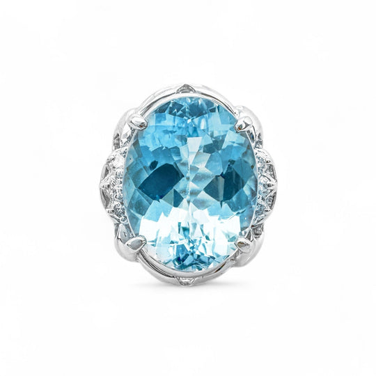 Platinum Aquamarine & Diamond Ring