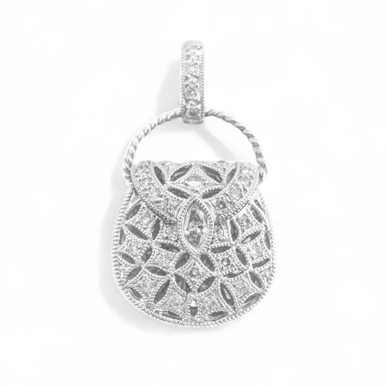 18ct White Gold Diamond Cluster Purse Pendant