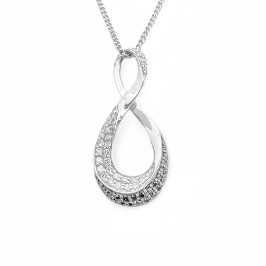9ct White Gold Black Diamond Pendant