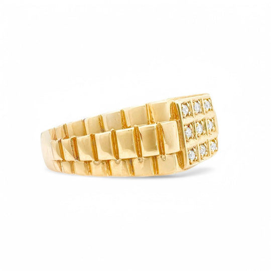 9ct Diamond Signet Mens Ring