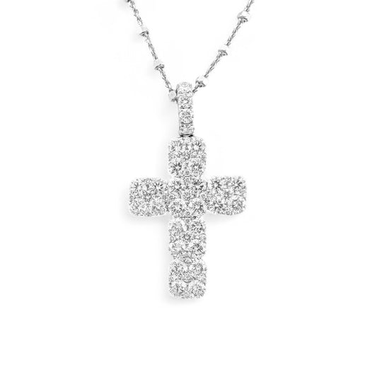 18ct White Gold Diamond Cross & Chain