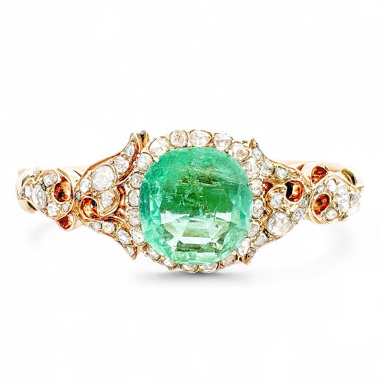 18ct Antique Emerald & Diamond Bangle