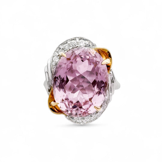 Platinum Kunzite & Diamond Ring