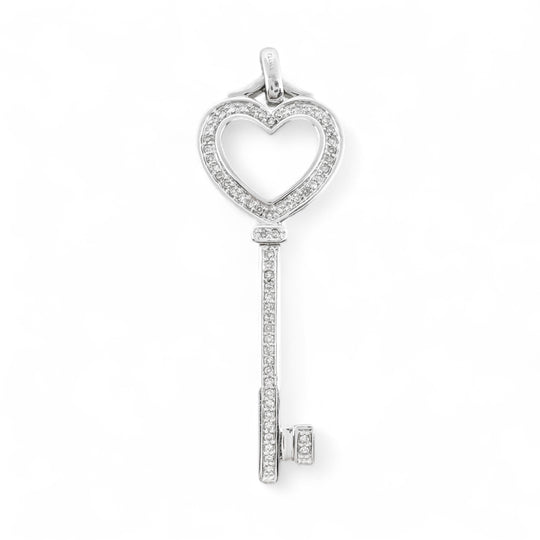 9ct White Heart Lock Pendant