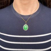 14ct Jade & Cubic Zirconia Pendant