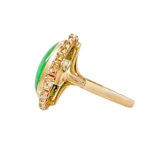 14ct Jade & Cubic Zirconia Ring