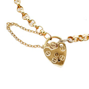 9ct Yellow Gold Belcher Heart Padlock Bracelet