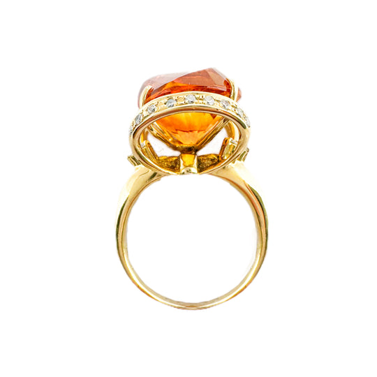 18ct Citrine & Diamond Ring