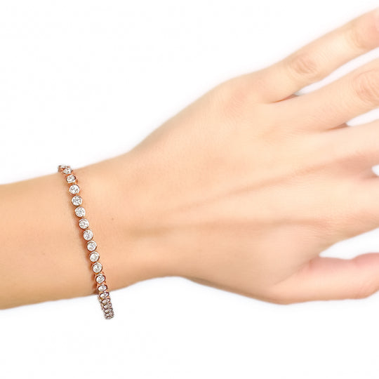 14ct Rose Gold Diamond Tennis Bracelet