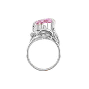 Platinum Triangular Kunzite & Diamond Ring