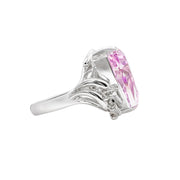 Platinum Triangular Kunzite & Diamond Ring