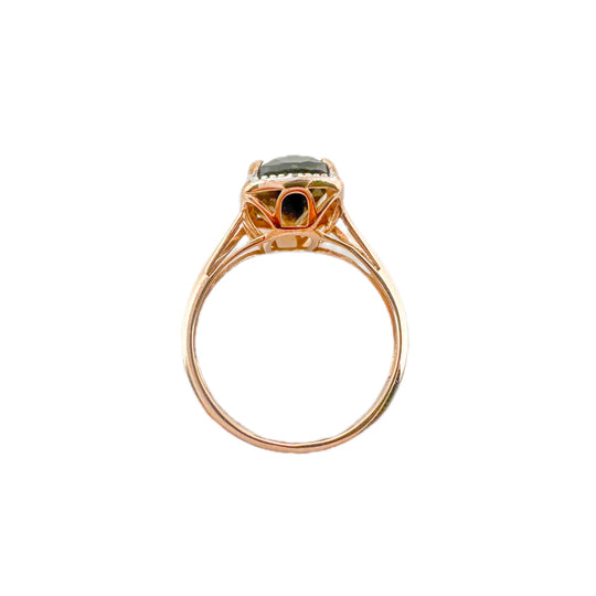9ct Rose Gold Smokey Quartz Diamond Ring