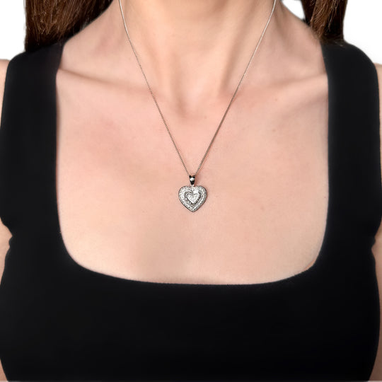 18ct White Gold Diamond Heart Enhancer