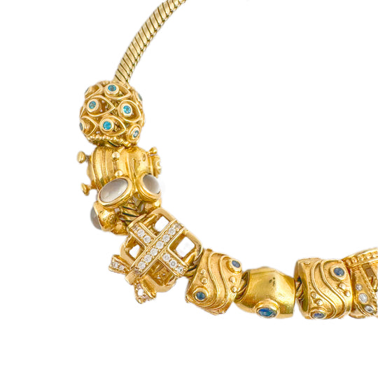 14ct Yellow Gold Pandora Charm Bracelet