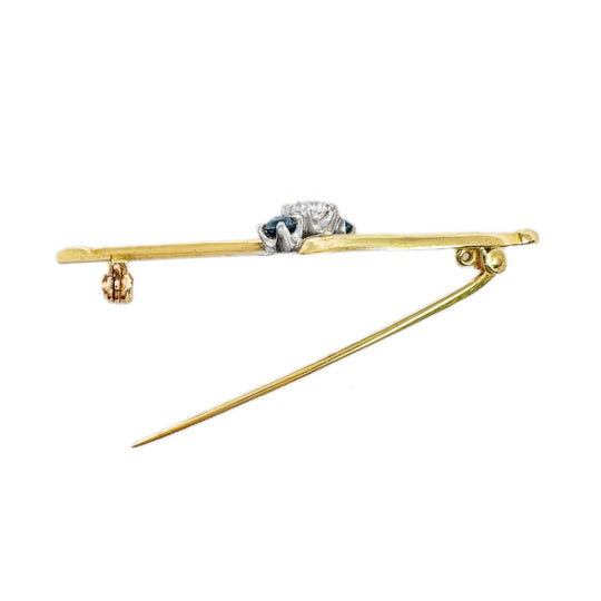 18ct Yellow Gold & Palladium Brooch 
