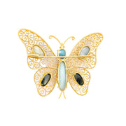 18ct Yellow Gold Opal Butterfly Brooch