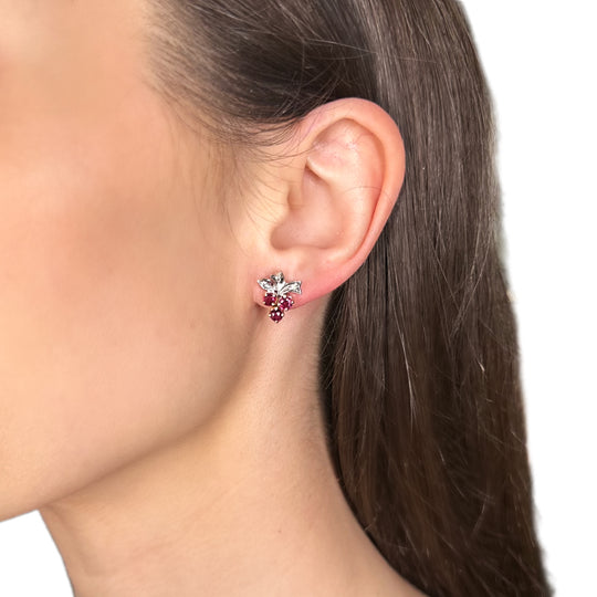 18ct Ruby Earrings Grapes