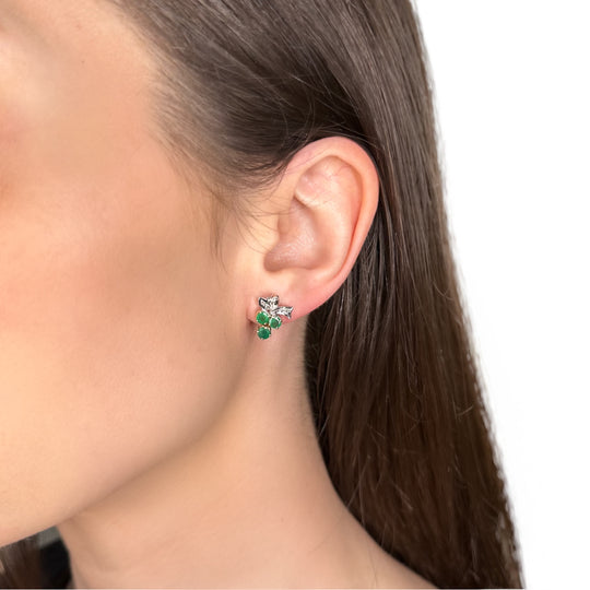 18ct Gold Emerald & Diamonds Earrings