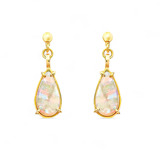 14ct Solid Opal Drop Earrings