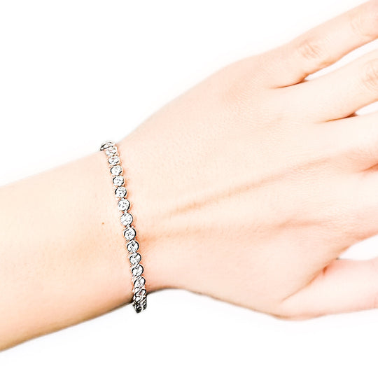 Sterling Silver Brilliant Cut Cubic Zirconia Tennis Bracelet 