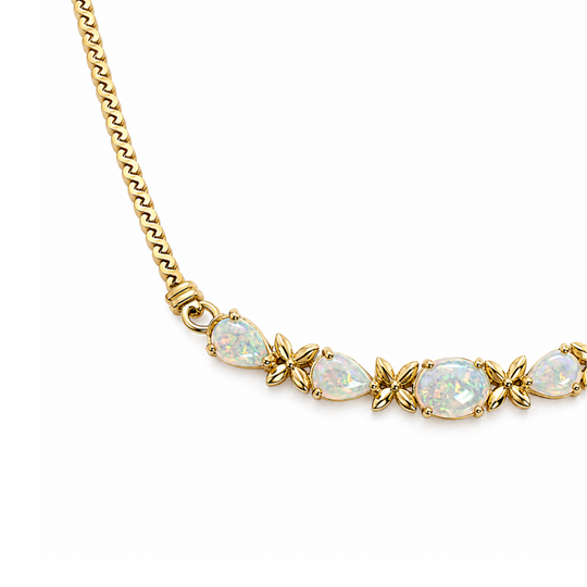 9ct Vintage Solid White Opal Necklace 