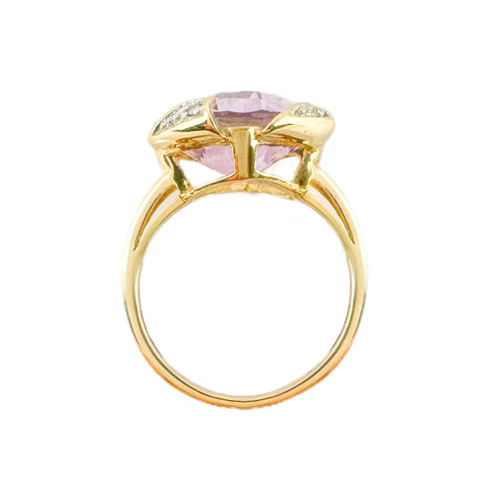 9ct Yellow Gold Amethyst & Diamond Ring