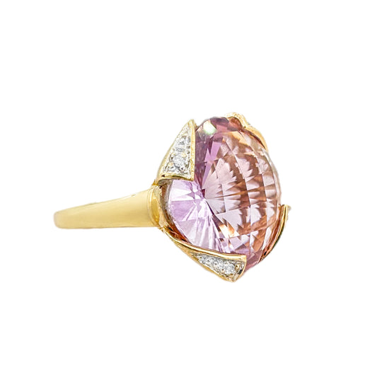 9ct Yellow Gold Amethyst & Diamond Ring