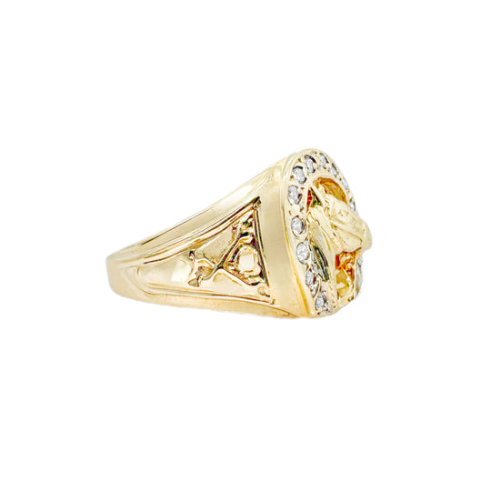 9ct Yellow & Diamond Gold Horse Ring