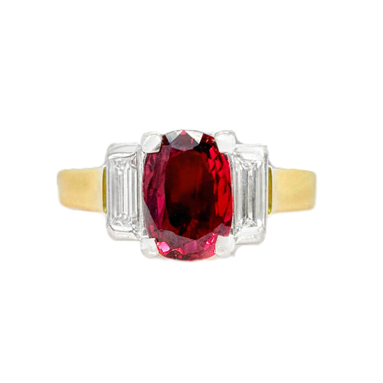 18ct Yellow Gold Red Ruby Ring