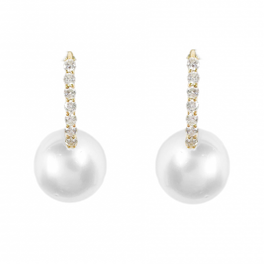 18ct Diamond & Sea Pearl Earrings