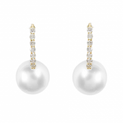 18ct Diamond & Sea Pearl Earrings