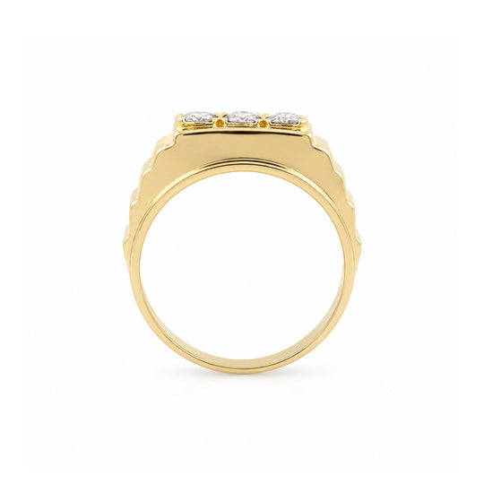 18ct Yellow Gold Mens Diamond Ring 