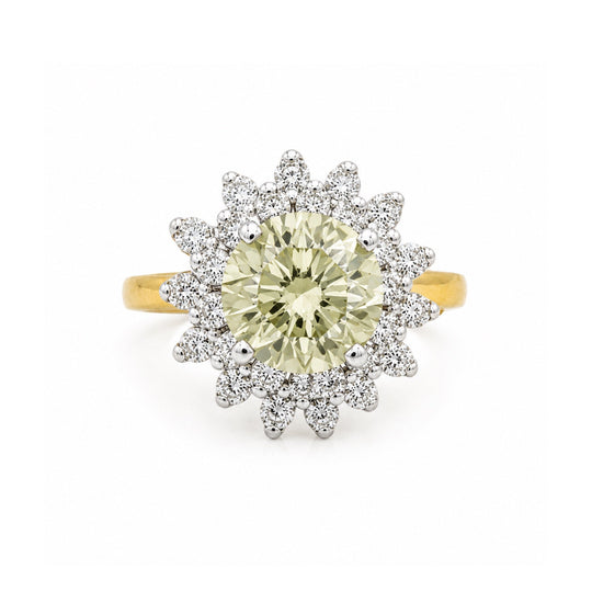 18ct Vintage Sunburst Diamond Ring