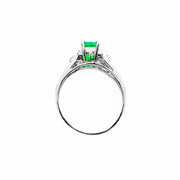 14ct White Gold Emerald & Diamond Ring