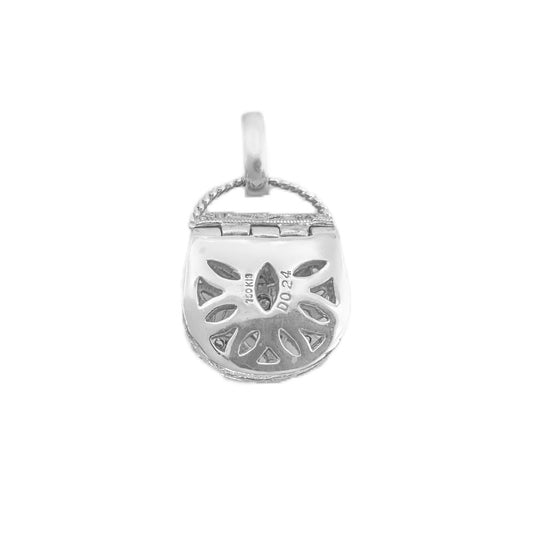 18ct White Gold Diamond Cluster Purse Pendant