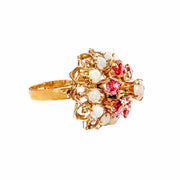 14ct Opal & Ruby Cluster Ring