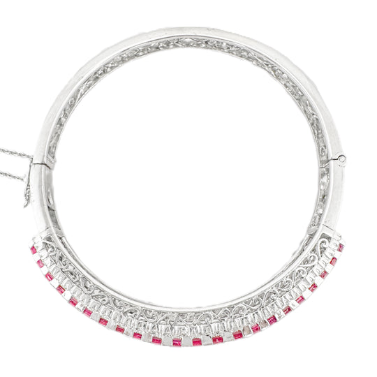 18ct White Gold Ruby & Diamond Bangle