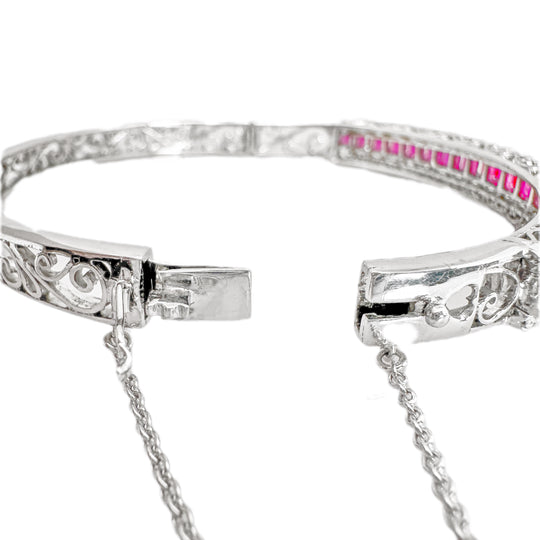 18ct White Gold Ruby & Diamond Bangle