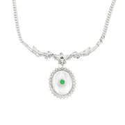 White Gold Jade & Diamond Necklet